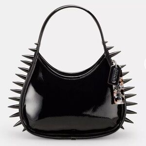NWT Coach Spike Ergo Crinkle Patent Leather Coachtopia Black Handbag Satchel Bag